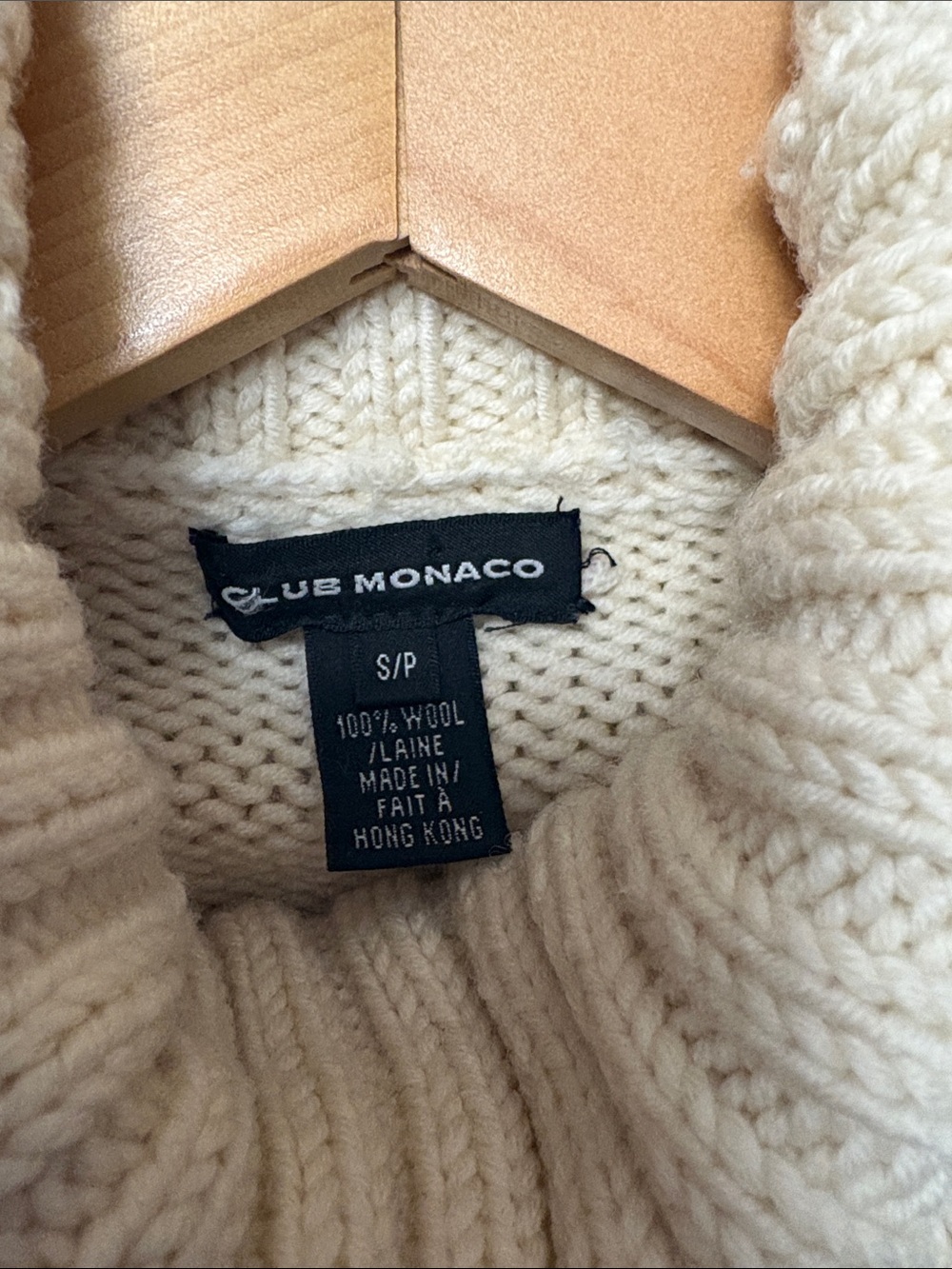 Club Monaco Cream 100% Wool Turtleneck Sweater - Picture 2 of 3
